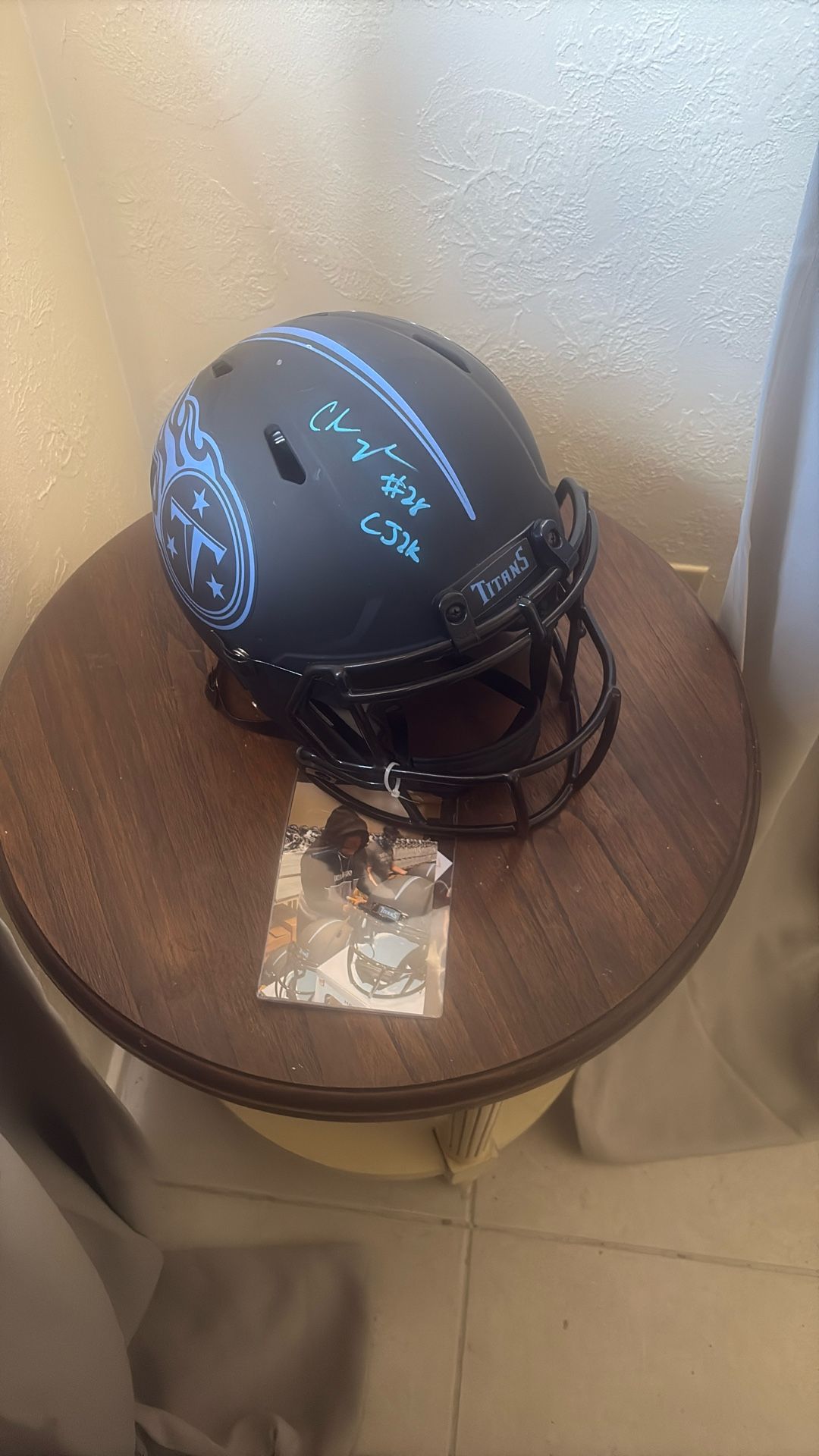 An Official Titans Helmet Signed By Chris Johnson 