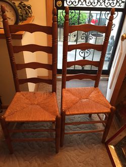 Pair cane bottom chairs