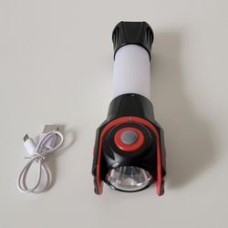 Potable LED Powerful Flashlight USB Rechargeable Rotating Multi-purpose ABS Waterproof Handheld Lamp for Camping Hiking Fishing