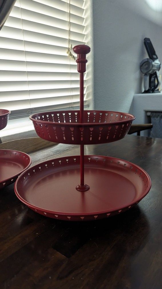  Two Red Dessert Stands