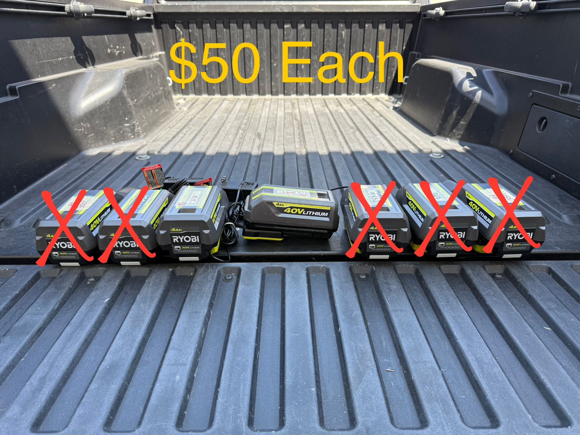 RYOBI 40V Lithium-Ion 4.0 Ah Battery & Charger Starter Kit **$50 Each, 2 Available**