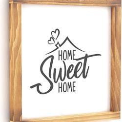 Brand new! Home Sweet Home Sign Wall Decor 11.8 x 11.8 Inch, Framed Wall Art, Wood Rustic Farmhouse Wall Decorations for Home Living Room Entryway 