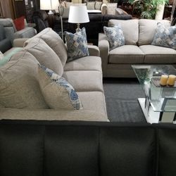 Brand New Biege Or Gray Linen Sofa + Loveseat 2PCs Set