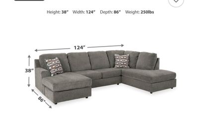 Large Charcoal Gray U-Shaped Sectional Sofa – Excellent Condition