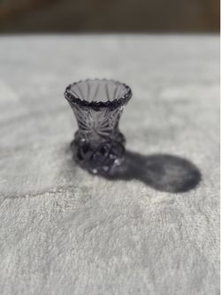 Vintage Amethyst Purple Pressed Glass Toothpick Holder / Mini Bud Vase