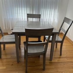 Gray Kitchen Table Set With 4 Chairs