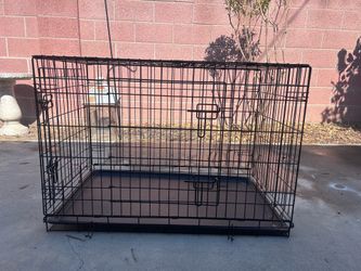 Wire Dog Crate, Double-Door, Divider and Leak-Proof Tray, Metal, Foldable, Durable, Black, 36 in