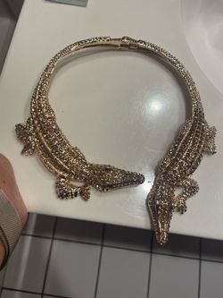 Gold Crocodile Statement Collar Necklace
