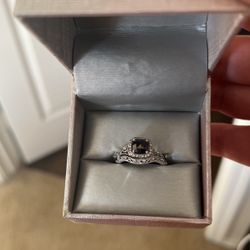 Black Diamond Engagement ring and Wedding Band 