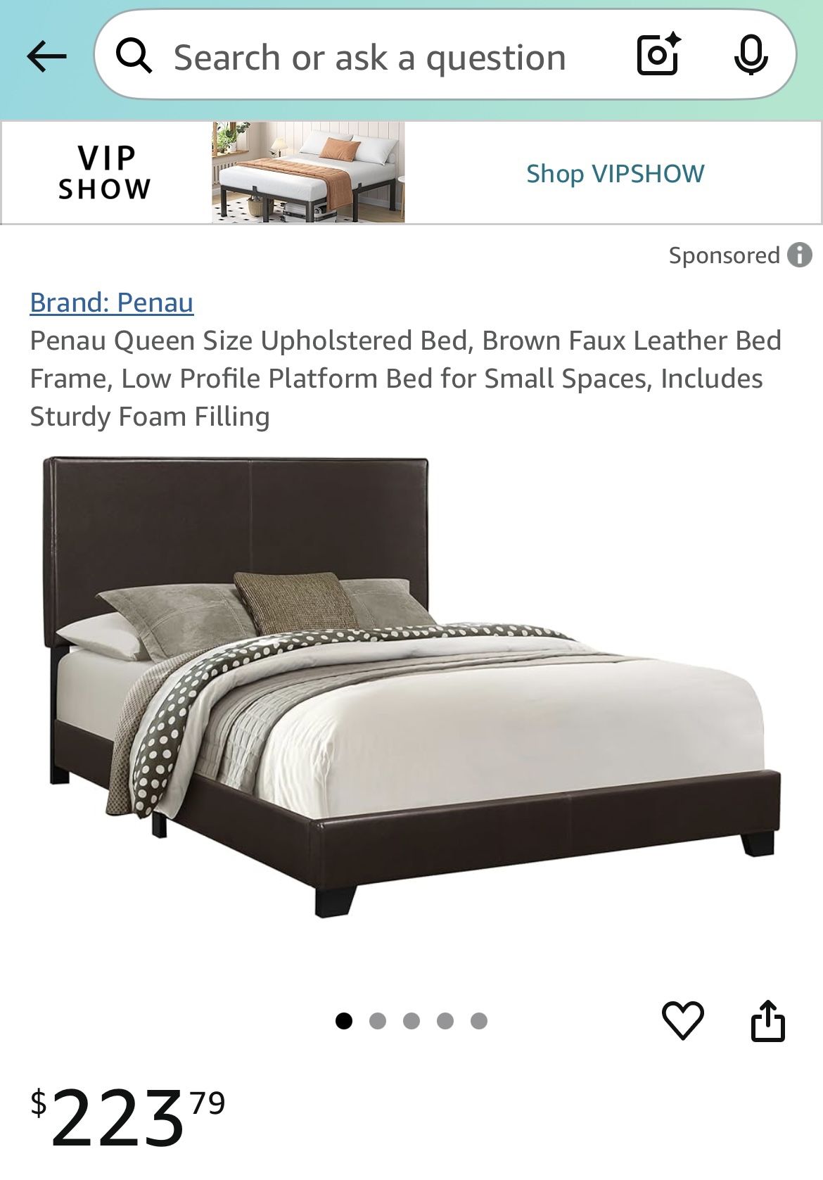 Brown Low Profile Bed Frame (QUEEN)