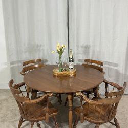 Double Drop Leaf Kitchen Table With 4 TavernStyle Chairs SOLID WOOD