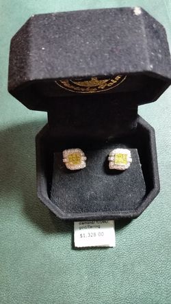 Fancy Yellow & White Diamond Earrings