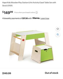 Hape Kids Wooden Play Station & Art Activity Easel Table Set with