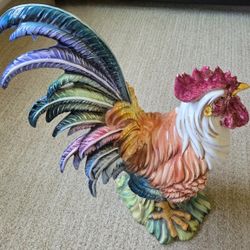 Magalica Ceramic Large Colorful Rooster By Intrada Made  in Italy 