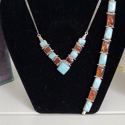 100% Genuine Dominican Amber and Larimar Gemstones.