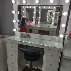 Vanity Set White Dresser with Mirror Makeup🤩New