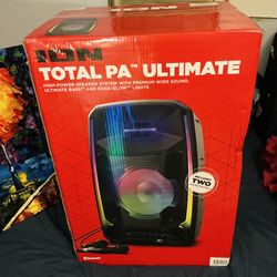ION Total PA Ultimate 650W Bluetooth Speaker System | Party PA | 2 Microphones + LED Lights | FM Radio