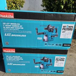 MAKITA ROTARY HAMMER 1"CON BATERIAS 5.0 FILTROS 
