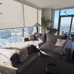 Modern “Cloud-Style” Sectional Sofa + Ottoman (RH Style)