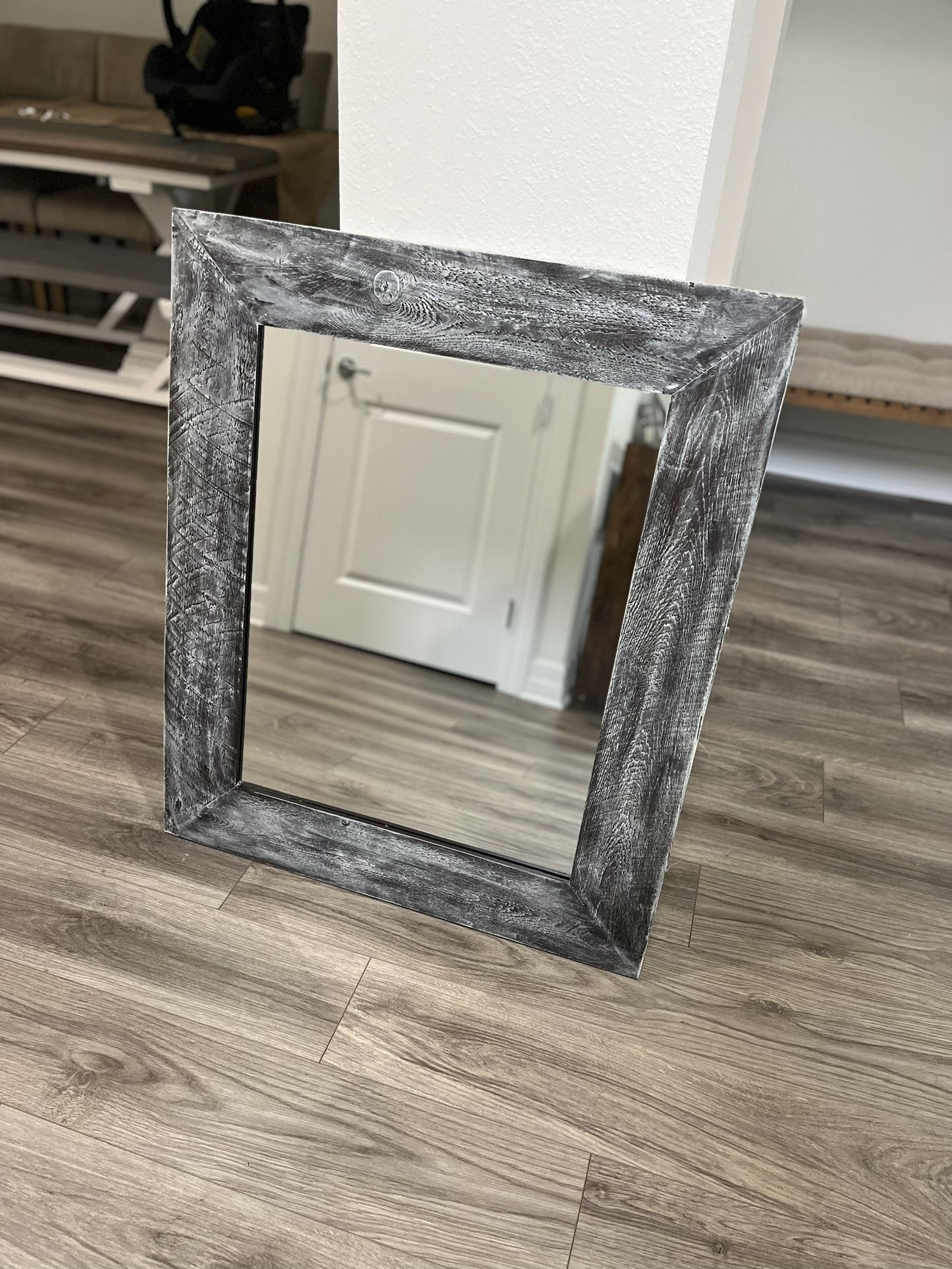 Square Distressed Wall Mirror