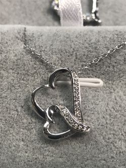 Sterling Silver CZ Double Heart Pendant with adjustable 16-18” Chain