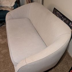 White Fabric Love Seat