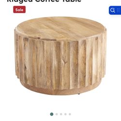 Ishan Round Driftwood Ridged Coffee Table