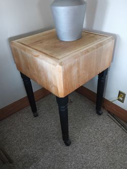 Heavy-Duty Maple Butcher Block Kitchen Island Table on Wheels – Rolling Prep Cart