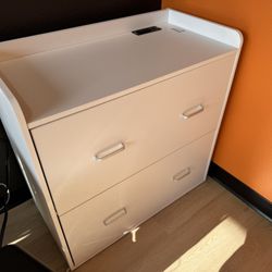 White 2-Drawer Dresser with USB Outlets