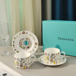 Tiffany & Co. Dual Set Of Cup And Saucer - 5th Ave New York Street View