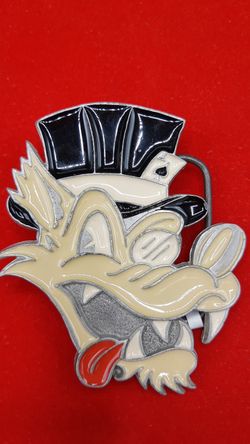 Mad hatter wolf belt buckle made in the USA