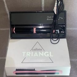 Calista Maria McCool Triangl Pink Heated Hair Brush Styler Ceramic Tourmaline