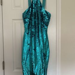 Blue Sequin Dress Sz Small 