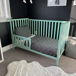 Aqua Blue Crib and Toddler Bed