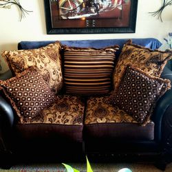 Almost New Loveseat  and Leather Chair