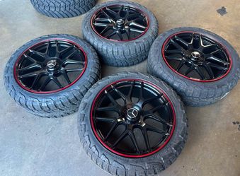 22” Wheels Satin Black Red Line With All Terrain Tires Gwagon G550 G63