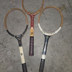 3  Vintage  Wooden Tennis Rackets 