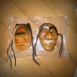 PAIR OF 2-VINTAGE TRADITIONAL KOREAN MASK(HAHOE MASK)(OPENED/UNUSED/NEW CONDITION)
