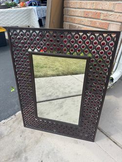 Burgundy Color Gemstones Mirror