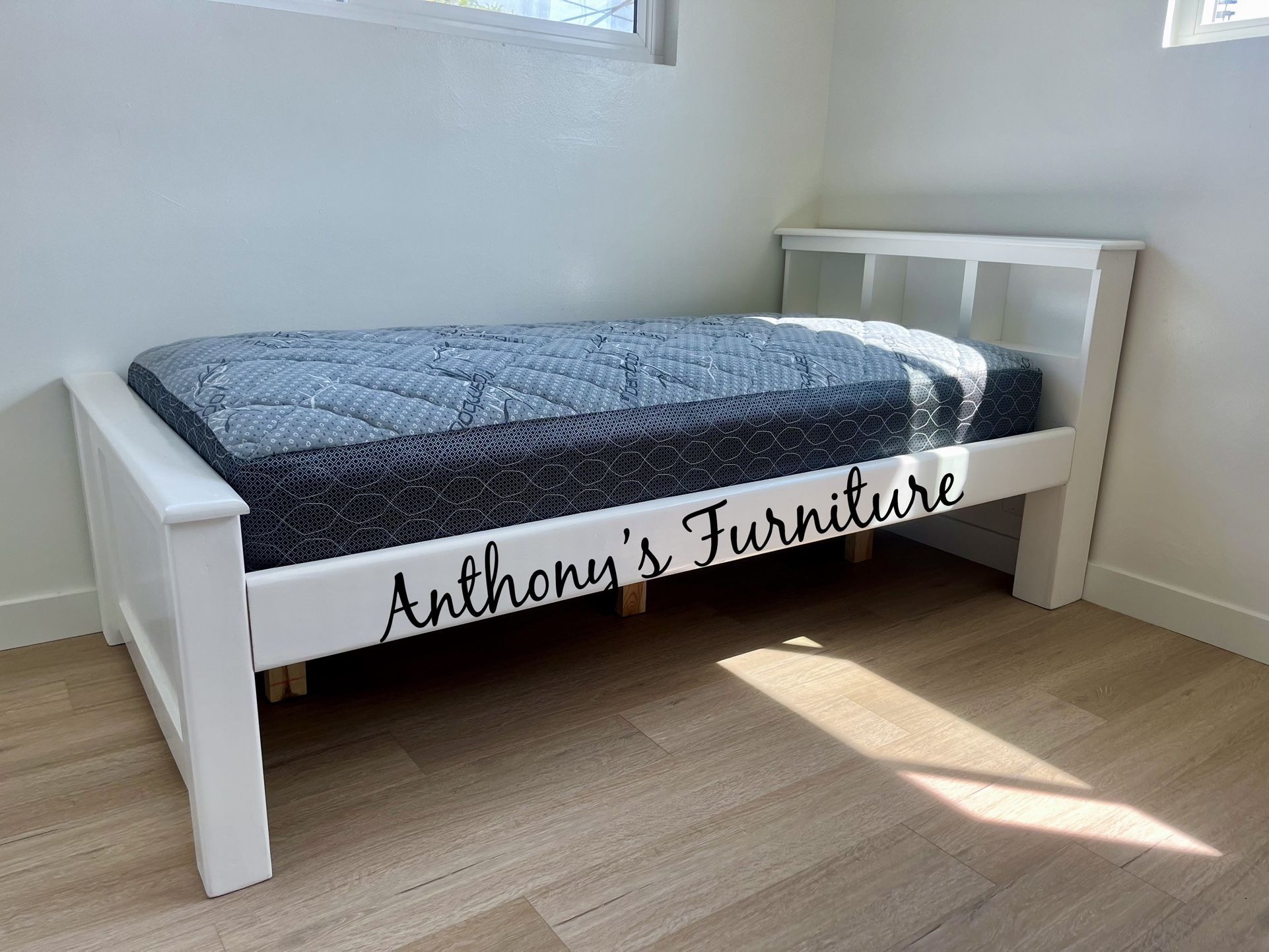 White Twin Bed With Mattress