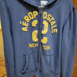 Womens Aeropostale New York Size XL Blue And Yellow Hoodie *No Cinch String*