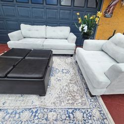 Beautiful Living Room Set Couch And Chair And Ottoman Leather With Storage Suede No Stains No Smell Modern Furniture 