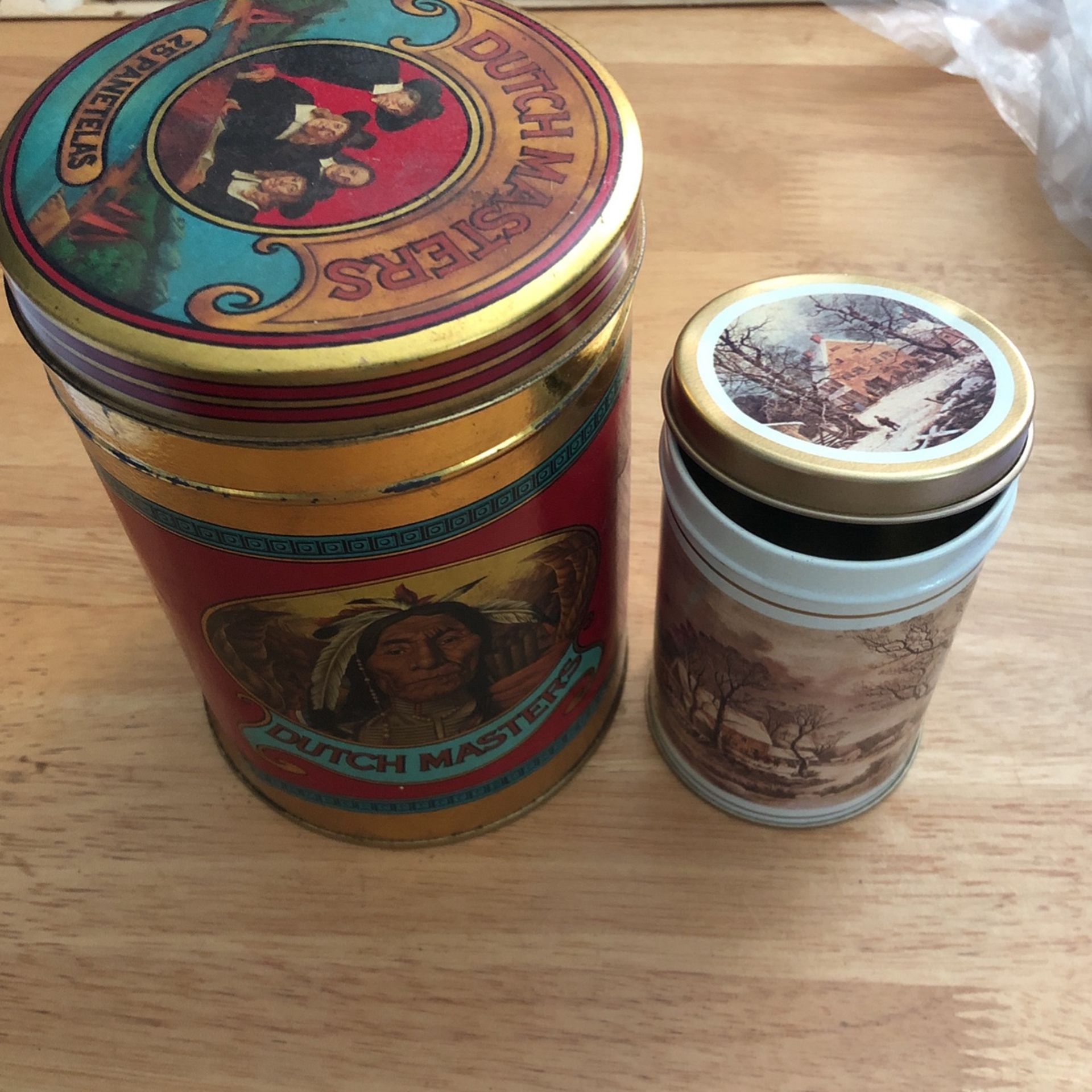 Vintage Dutch Masters 25 Panetelas Cigar Tin And “splendor Lights” Collector Tin From Nationwide