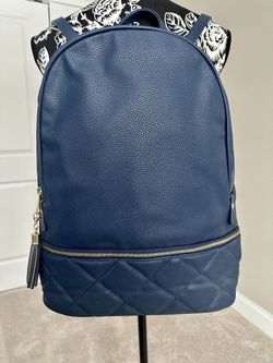 Brand New Faux Leather Quilted Backpack Navy Blue