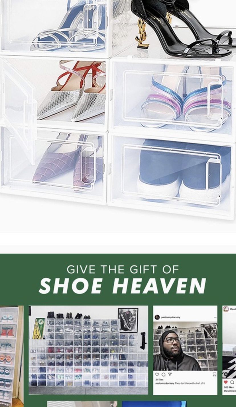 Shoe Organizer Shoe Storage | Stylish Clear Plastic Stackable Shoe Boxes for Closet Organizers and Storage - Sneaker, Boot, Toy Closet Storage Bins &