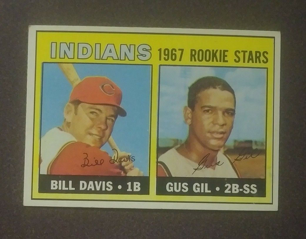 1967 Topps Bill Davis Gus Gil Cleveland Indians #253 Rookie RC Baseball Card Vintage Collectible Sports MLB