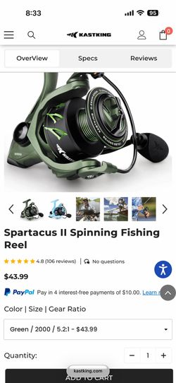 Kastking Spartacus 2 Spinning Reel 2000 size