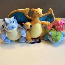 New Charizard, Blastoise, And Venusaur Pokemon Plush Bundle