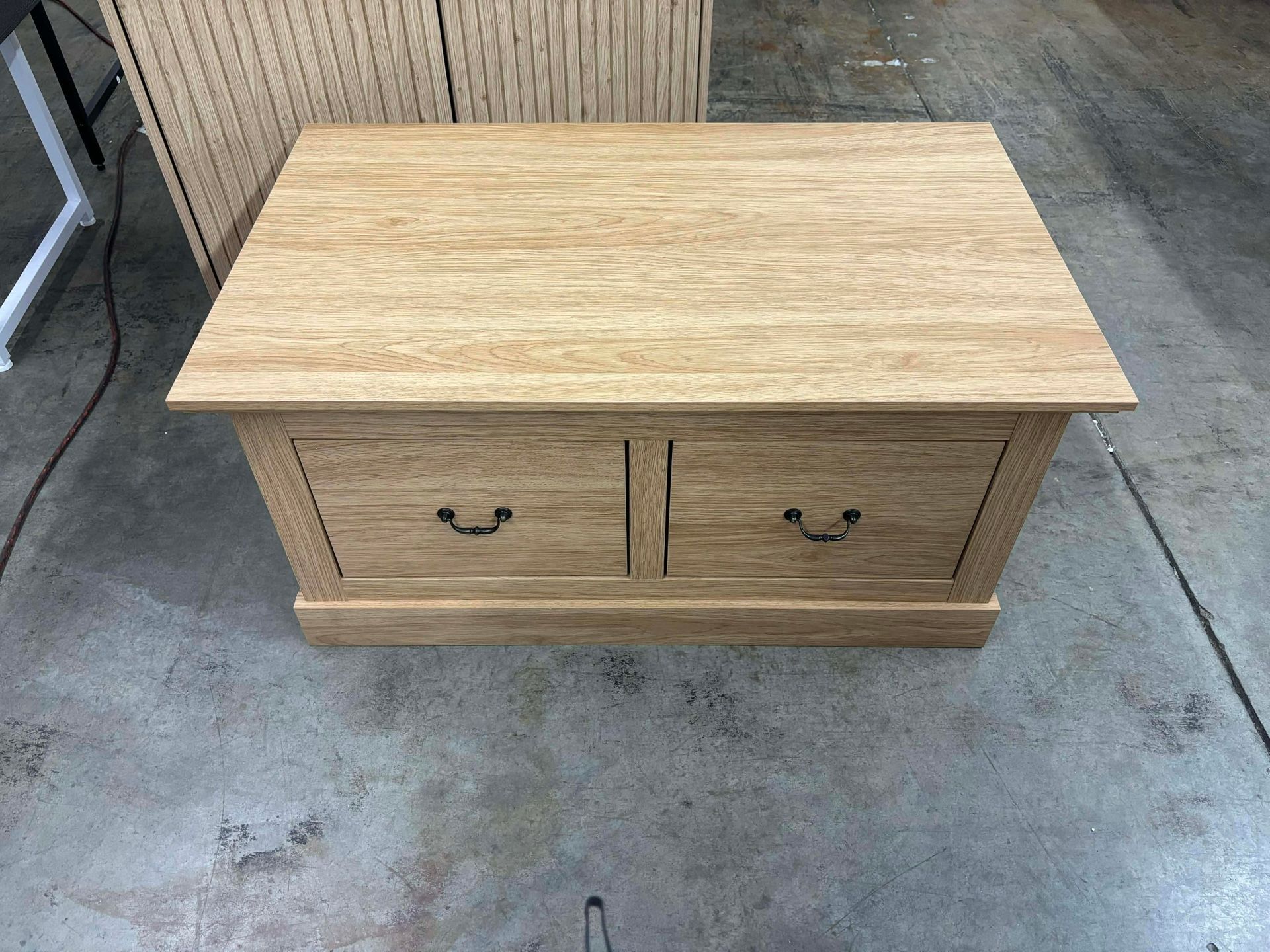 35.4" Modern Coffee Table with 2 Drawers&Metal Handles, Rustic Center Table with Hidden Storage(new in box)