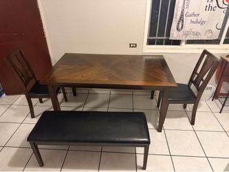4-Piece Dining Table Set with Bench